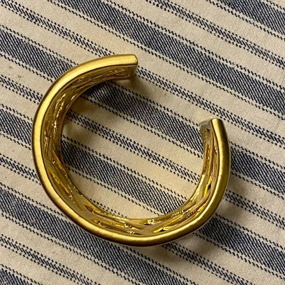 Kenneth Jay Lane KJL Gold Basket Weave Woven Bracelet Cuff 90s - Picture 5 of 8